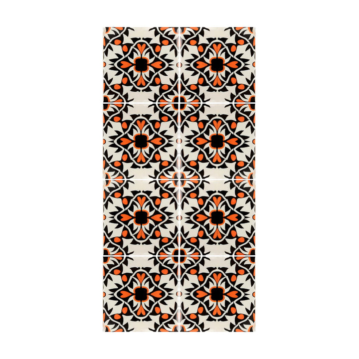 Aztec Orange Black Cream Tiles