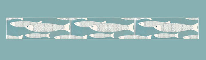 Grey Blue Ocean Shoal tiles - 30x10cm -  FIRED INK Version