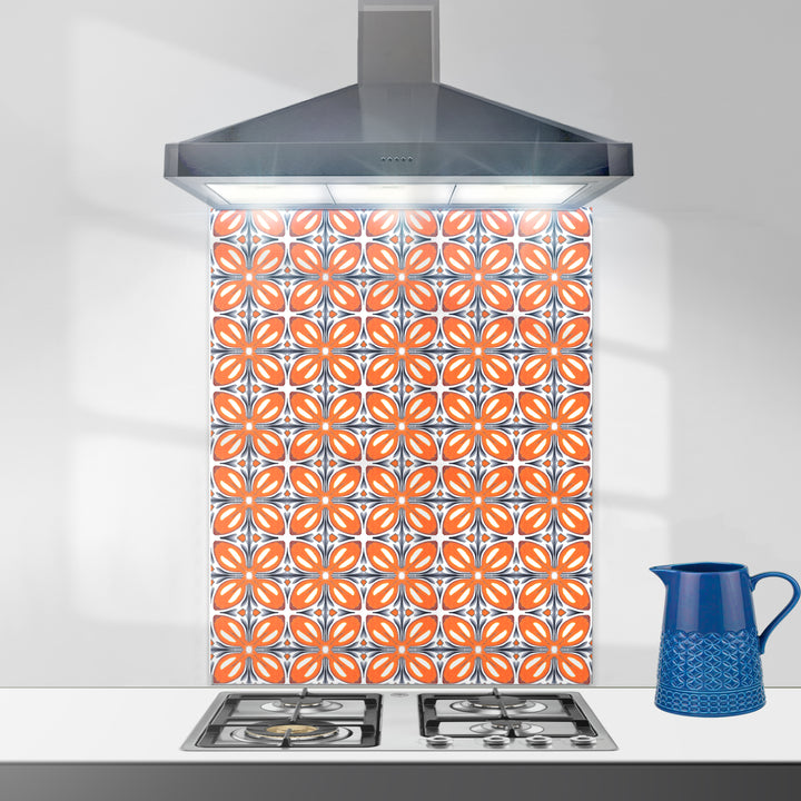 Flower Power Orange Kitchen Splashback