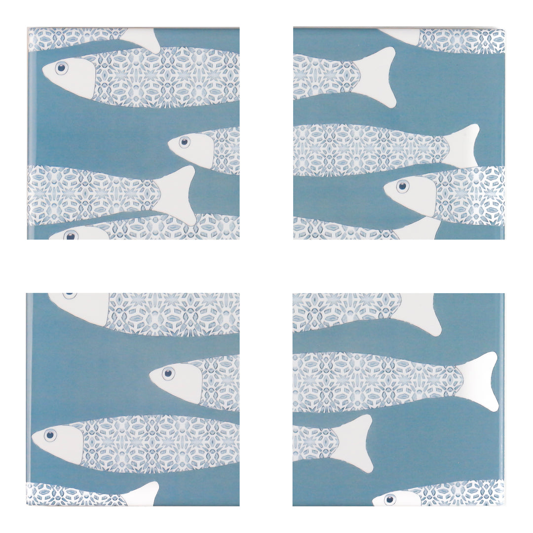 Ocean Shoal tile - Large Scale - Grey Blue - FIRED INK Version