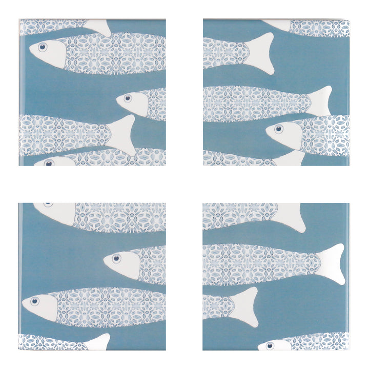 Ocean Shoal tile - Large Scale - Grey Blue - FIRED INK Version