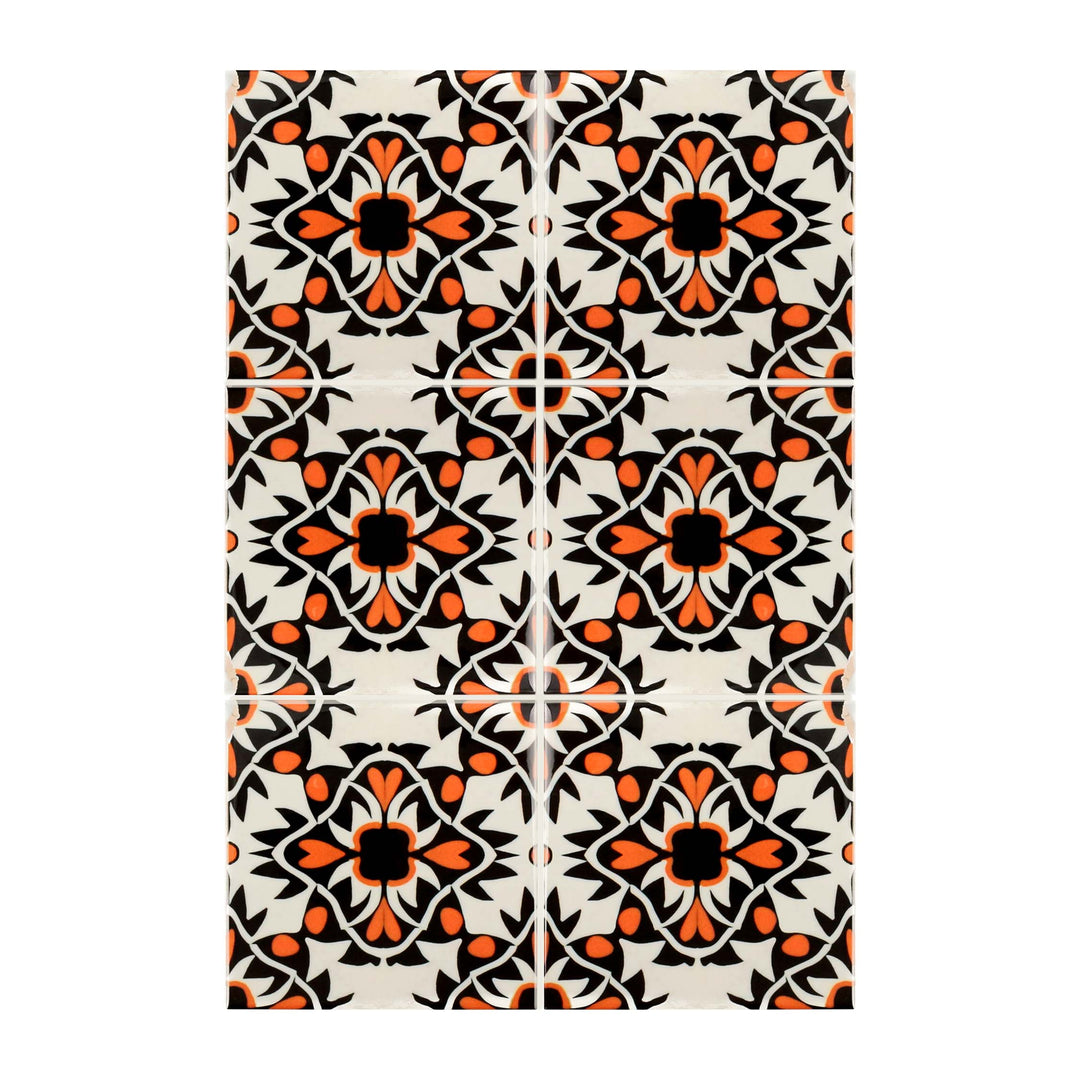 Aztec Orange Black Cream Tiles