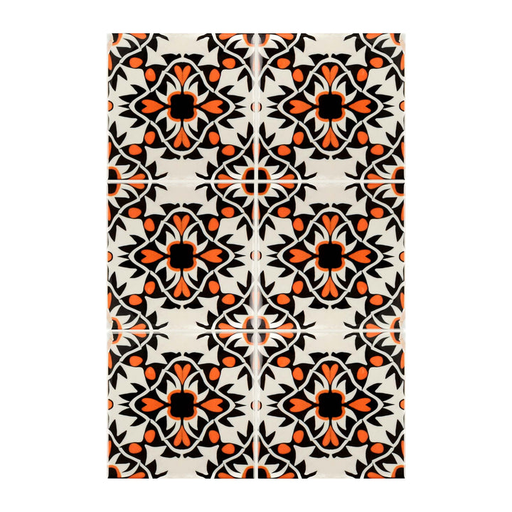 Aztec Orange Black Cream Tiles