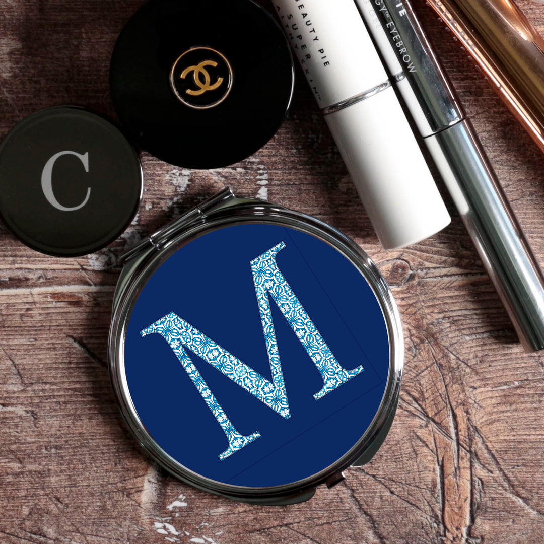 Personalised Initial Compact Folding Mirror and Lens Cloth