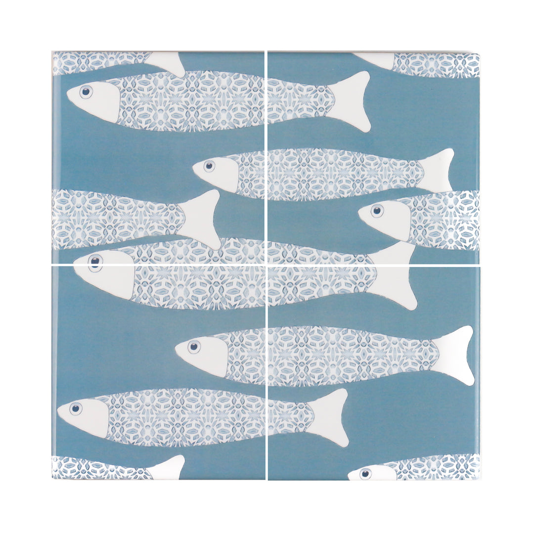 Ocean Shoal tile - Large Scale - Grey Blue - FIRED INK Version