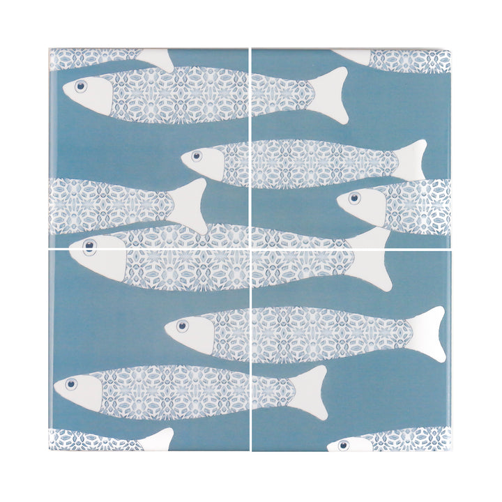 Ocean Shoal tile - Large Scale - Grey Blue - FIRED INK Version