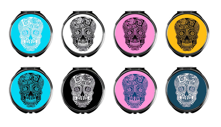Day of the Dead Skull Folding Mirror and Lens Cloth