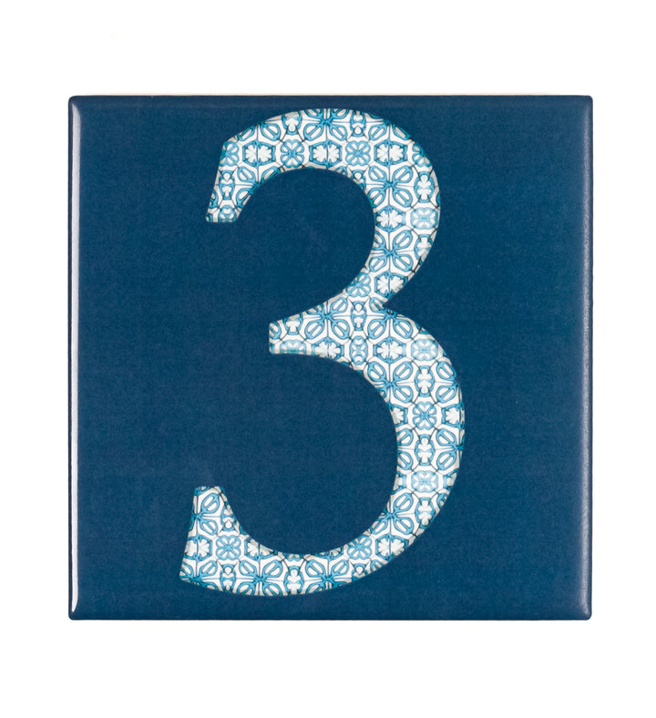 Ceramic Numerals  - Decorative Tile Numbers -  FIRED INK Version