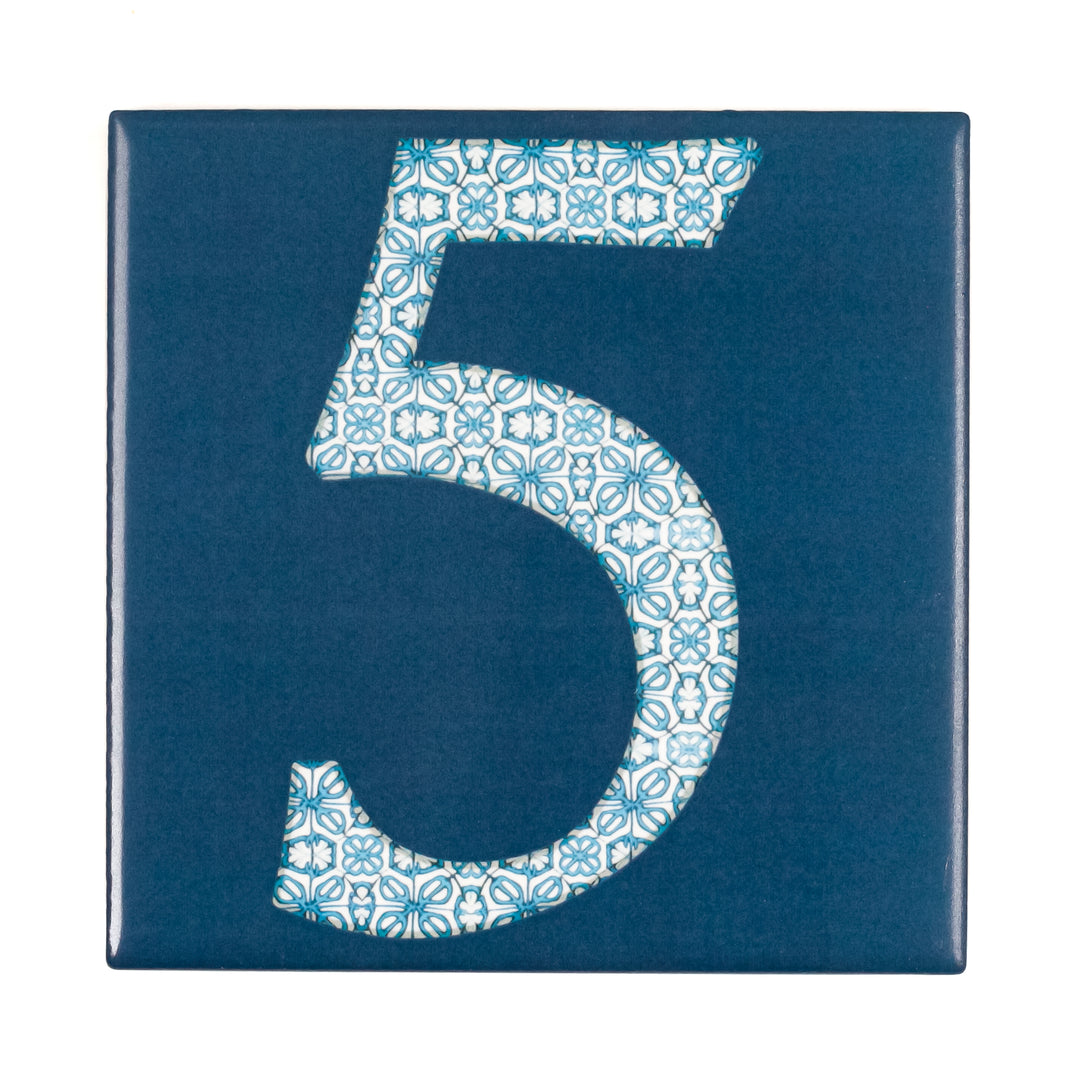 Ceramic Numerals  - Decorative Tile Numbers -  FIRED INK Version