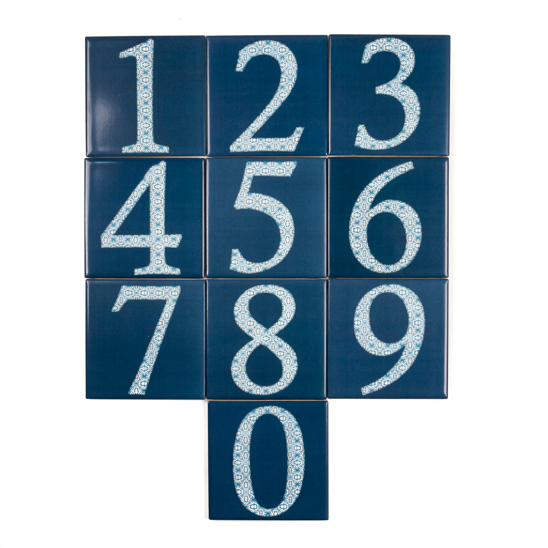 Ceramic Numerals  - Decorative Tile Numbers -  FIRED INK Version