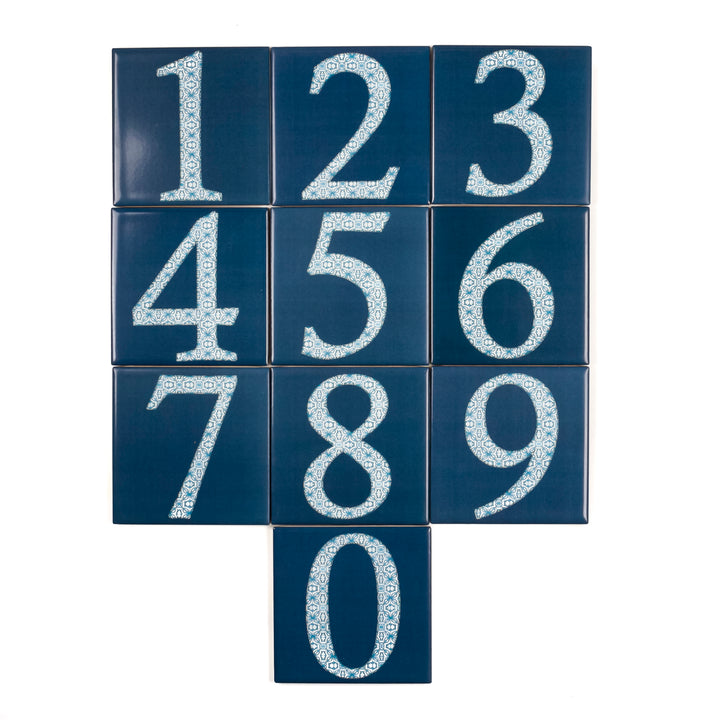 Ceramic Numerals  - Decorative Tile Numbers -  FIRED INK Version