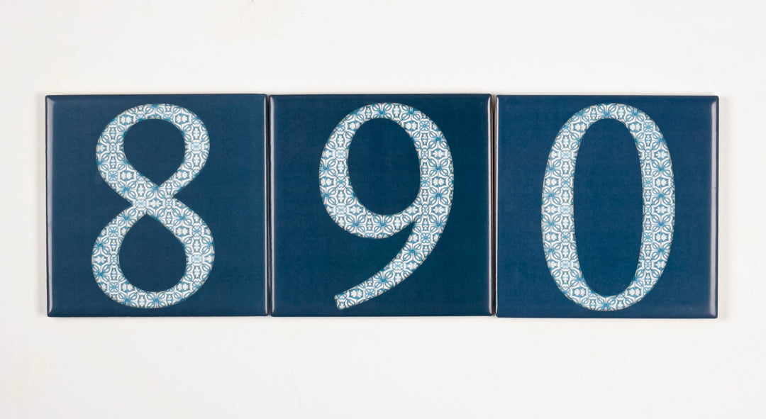 Ceramic Numerals  - Decorative Tile Numbers -  FIRED INK Version