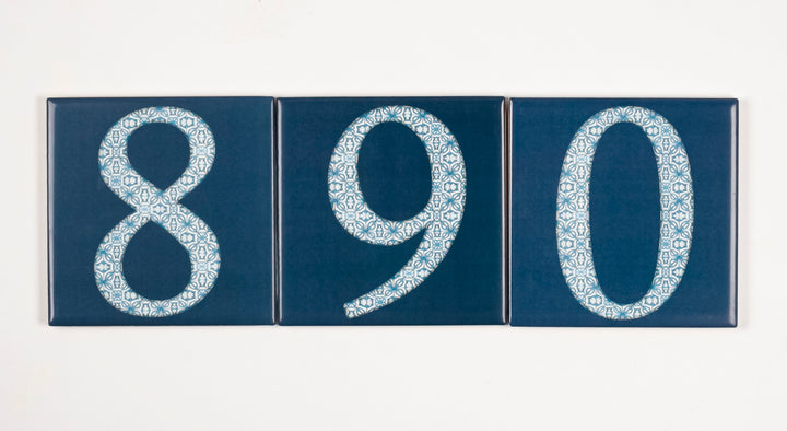 Ceramic Numerals  - Decorative Tile Numbers -  FIRED INK Version