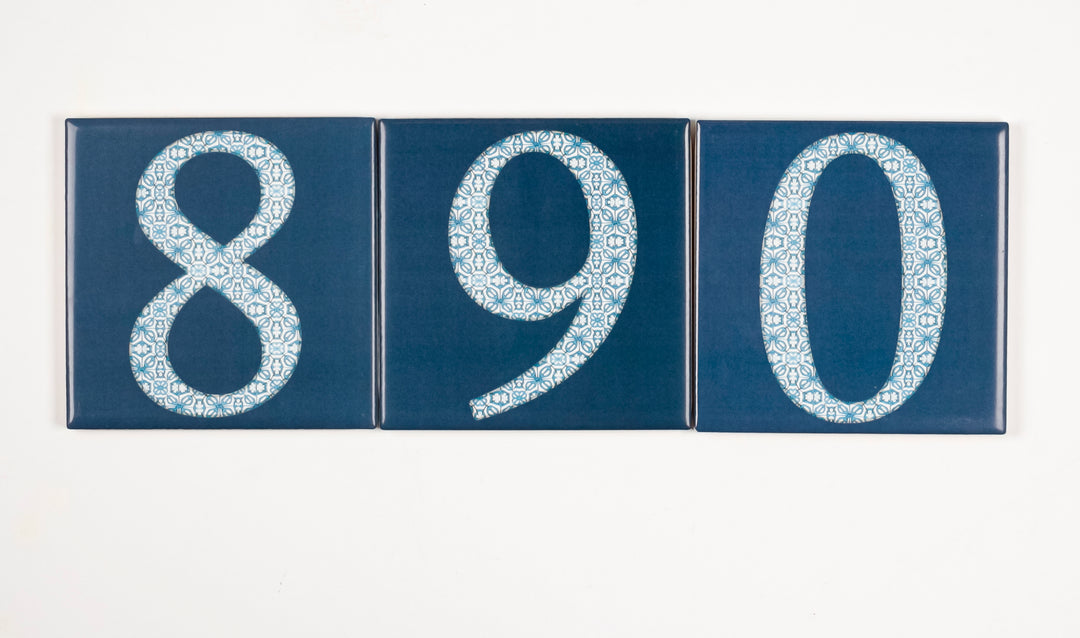 Ceramic Numerals  - Decorative Tile Numbers -  FIRED INK Version