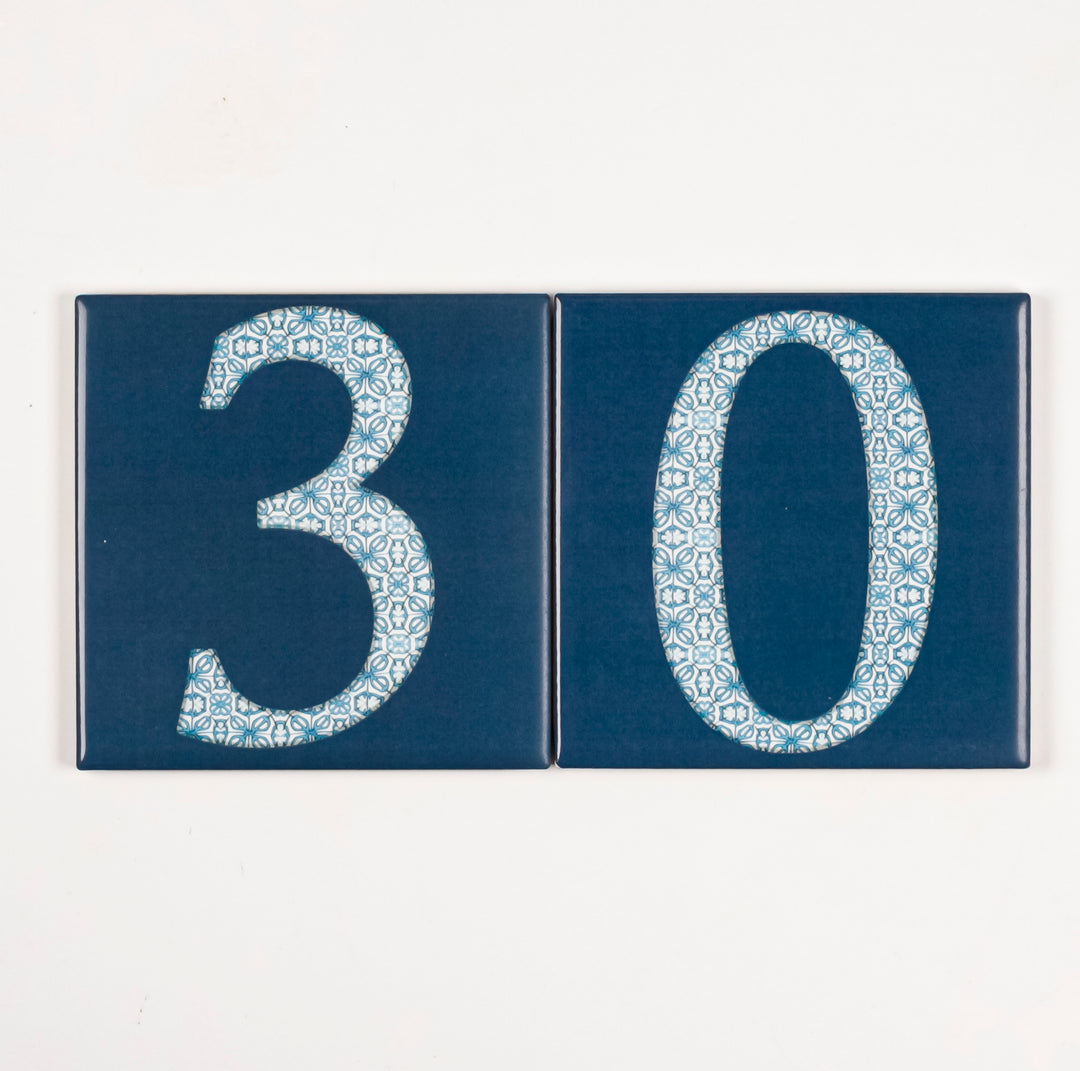 Ceramic Numerals  - Decorative Tile Numbers -  FIRED INK Version