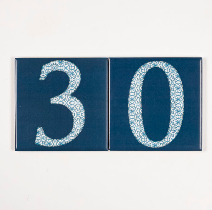 Ceramic Numerals  - Decorative Tile Numbers -  FIRED INK Version