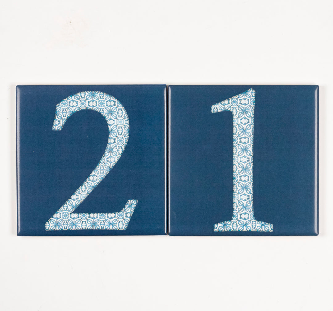 Ceramic Numerals  - Decorative Tile Numbers -  FIRED INK Version