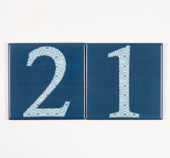 Ceramic Numerals  - Decorative Tile Numbers -  FIRED INK Version