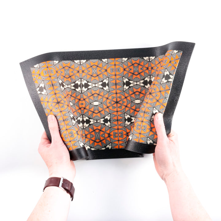 Acoma Orange Black Pet Food Placemat