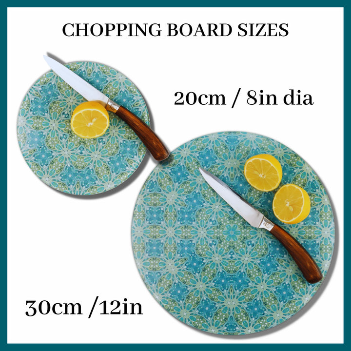 Blue Turkish Flower Chopping Board (circular)