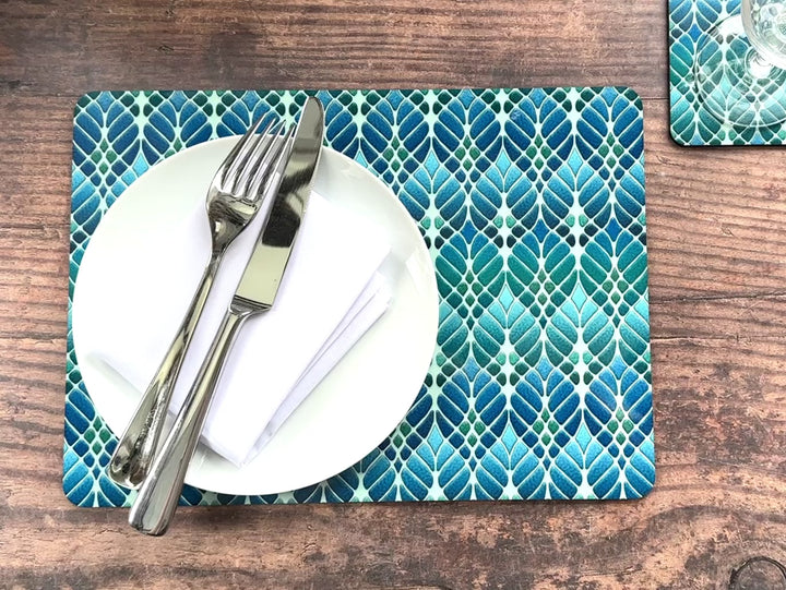 Interwoven Trees Placemat - Blue Green