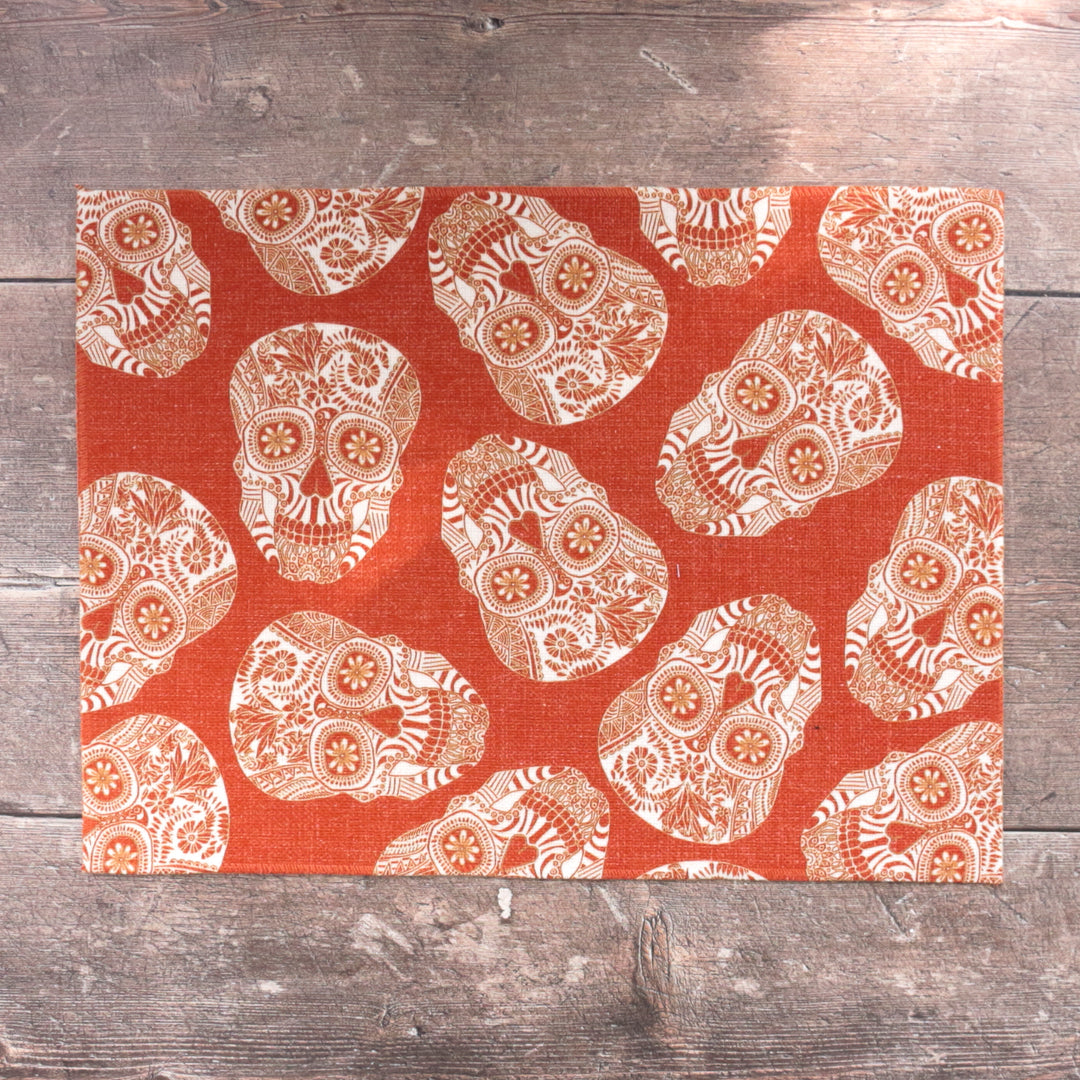 SALE : Illustrated Skull Placemats - Mixed Colours Set of 3
