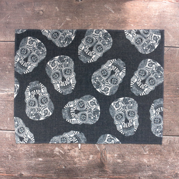 SALE : Illustrated Skull Placemats - Mixed Colours Set of 3