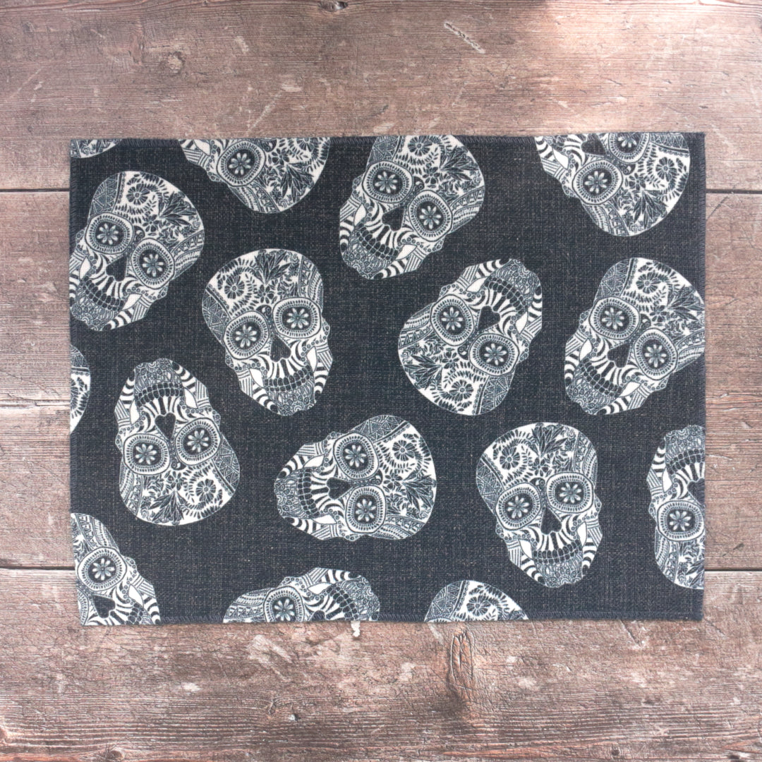 SALE : Illustrated Skull Placemats - Mixed Colours Set of 3