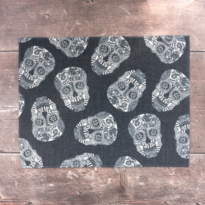 SALE : Illustrated Skull Placemats - Mixed Colours Set of 3