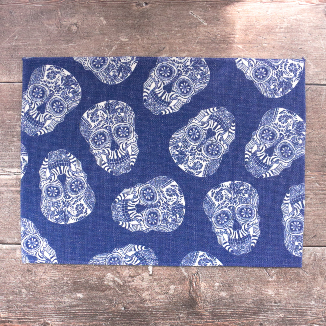 SALE : Illustrated Skull Placemats - Mixed Colours Set of 3