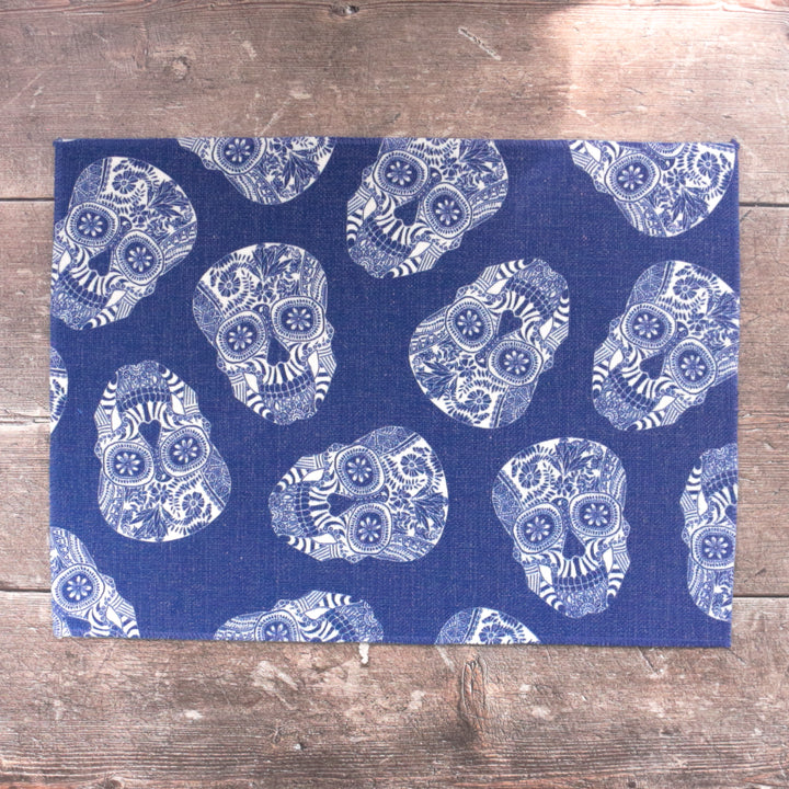 SALE : Illustrated Skull Placemats - Mixed Colours Set of 3