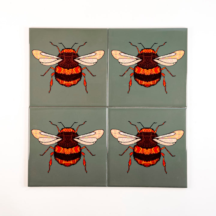 Bumble Bee tiles - dark sage