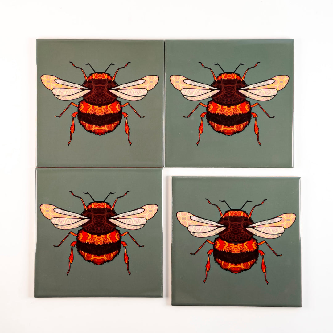 Bumble Bee tiles - dark sage