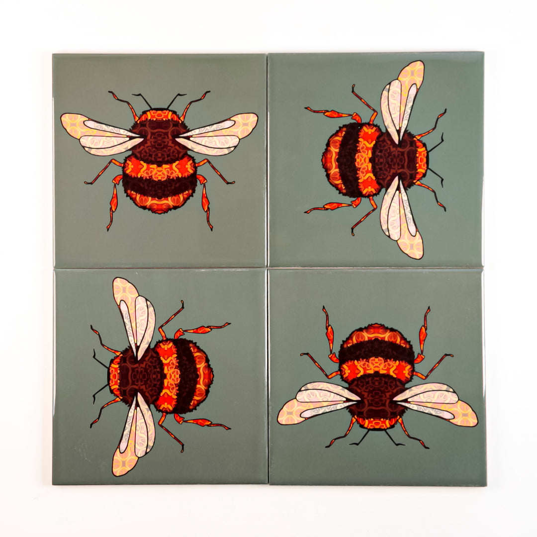 Bumble Bee tiles - dark sage