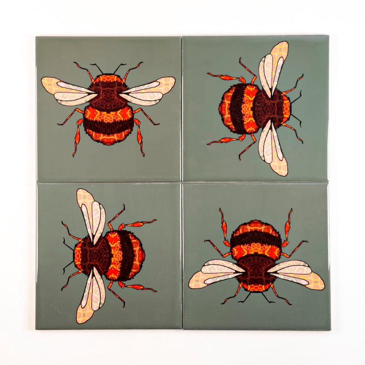 Bumble Bee tiles - dark sage