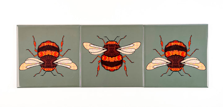 Bumble Bee tiles - dark sage