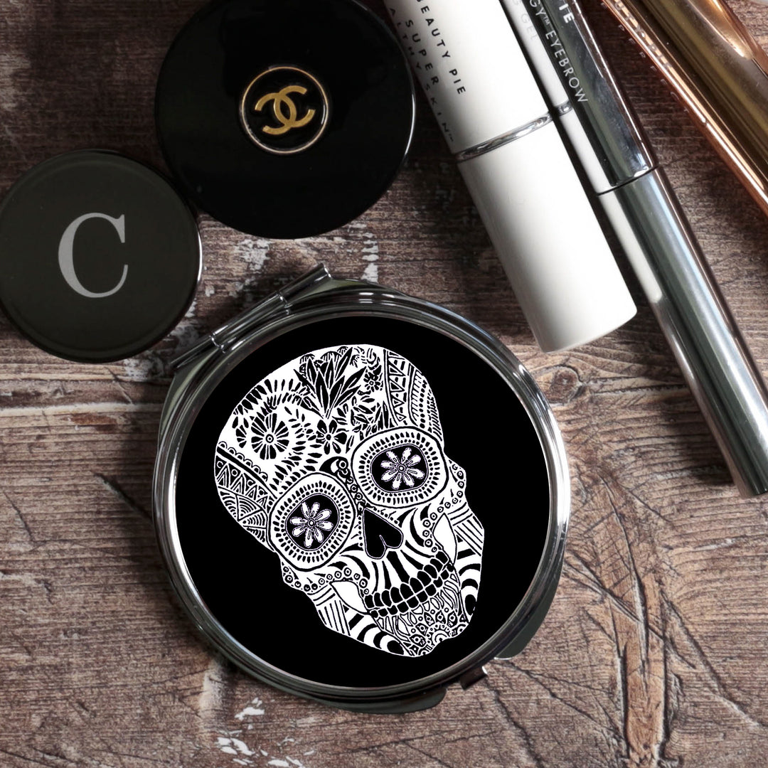 Day of the Dead Skull Folding Mirror and Lens Cloth