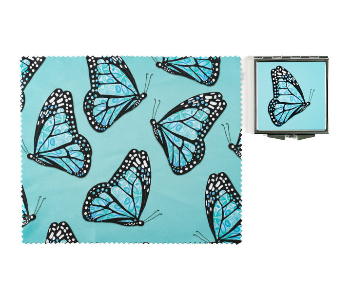 Blue Butterfly Compact Folding Mirror