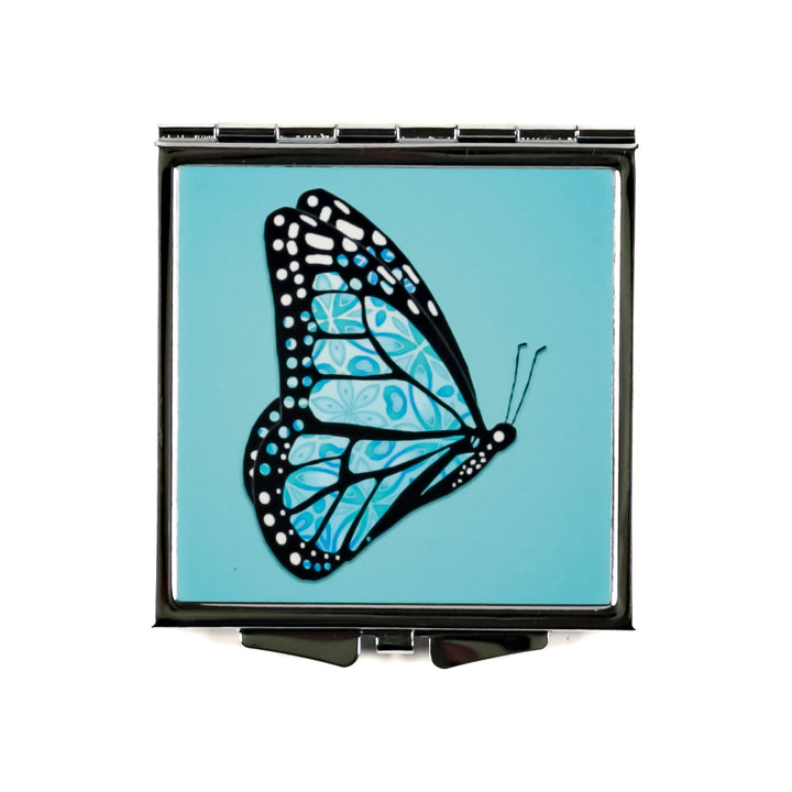 Blue Butterfly Compact Folding Mirror