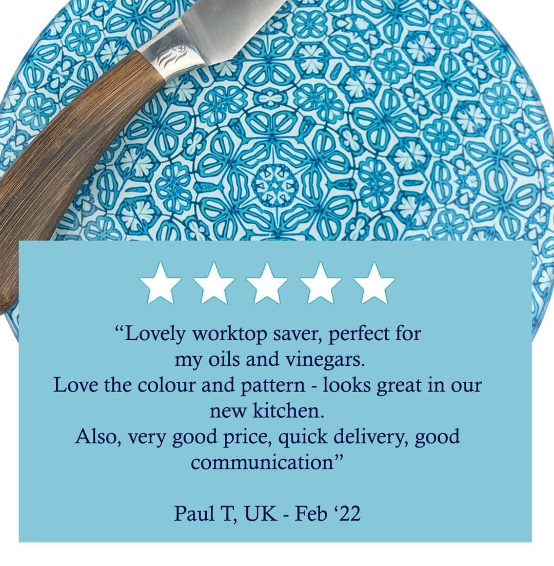 Blue Turkish Flower Chopping Board (circular)