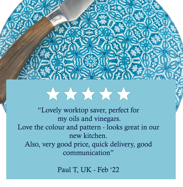 Blue Turkish Flower Chopping Board (circular)