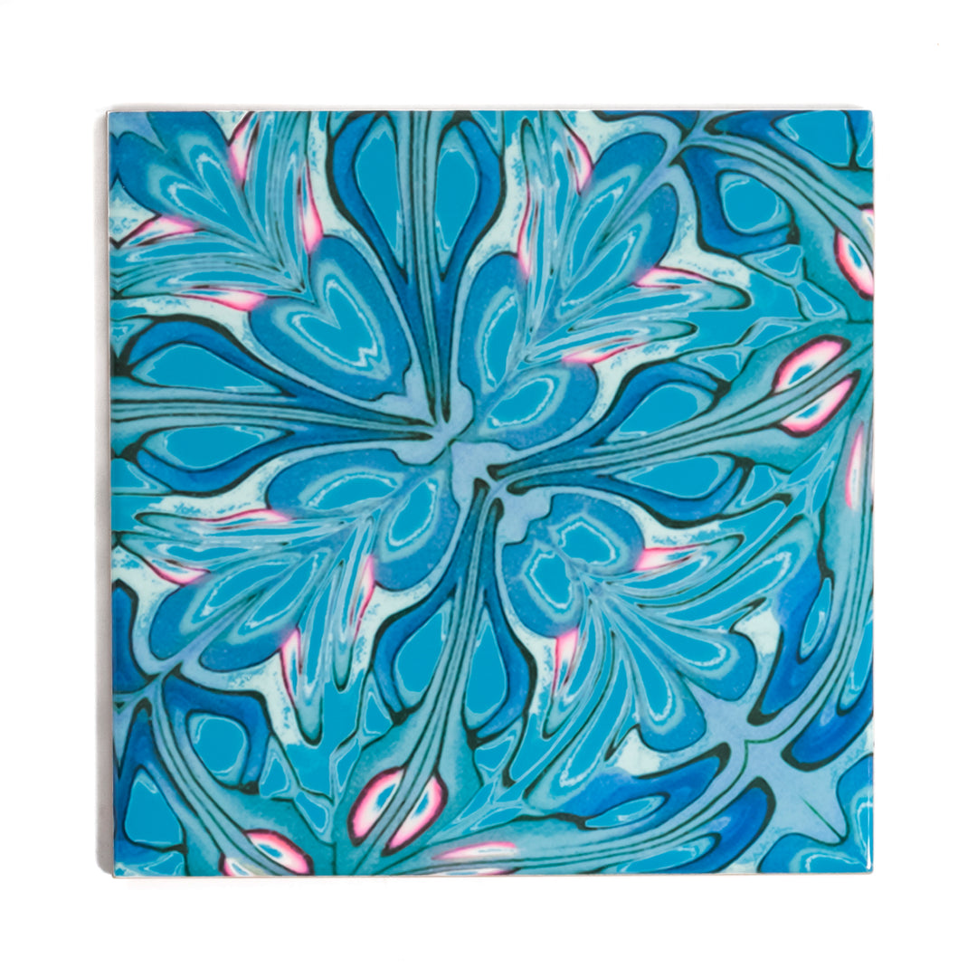 Flourishing Garden tiles - blue version - large scale