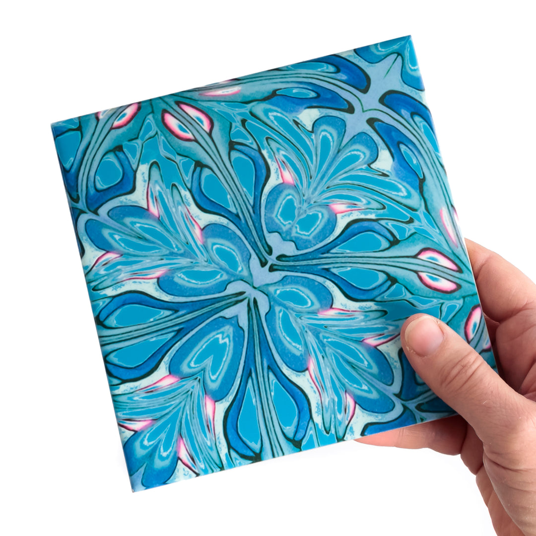 Flourishing Garden tiles - blue version - large scale