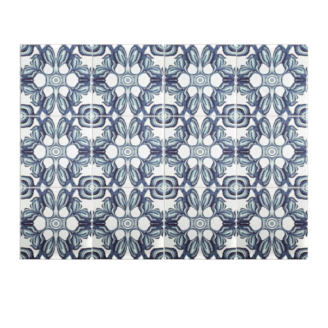 Hedera Tile - Green and White Vintage Effect