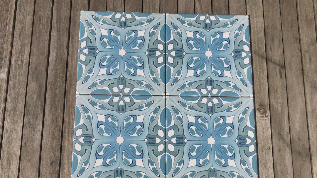 Suzanne tile in blue grey -  FIRED INK Version
