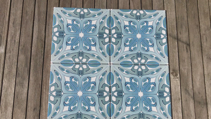 Suzanne tile in blue grey -  FIRED INK Version