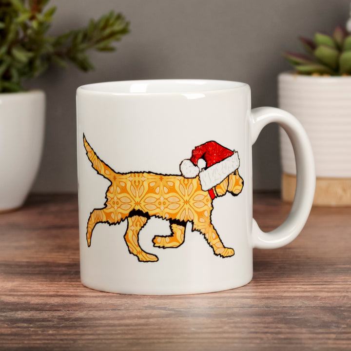 Christmas Labradoodle Mug - Gold/ Cream