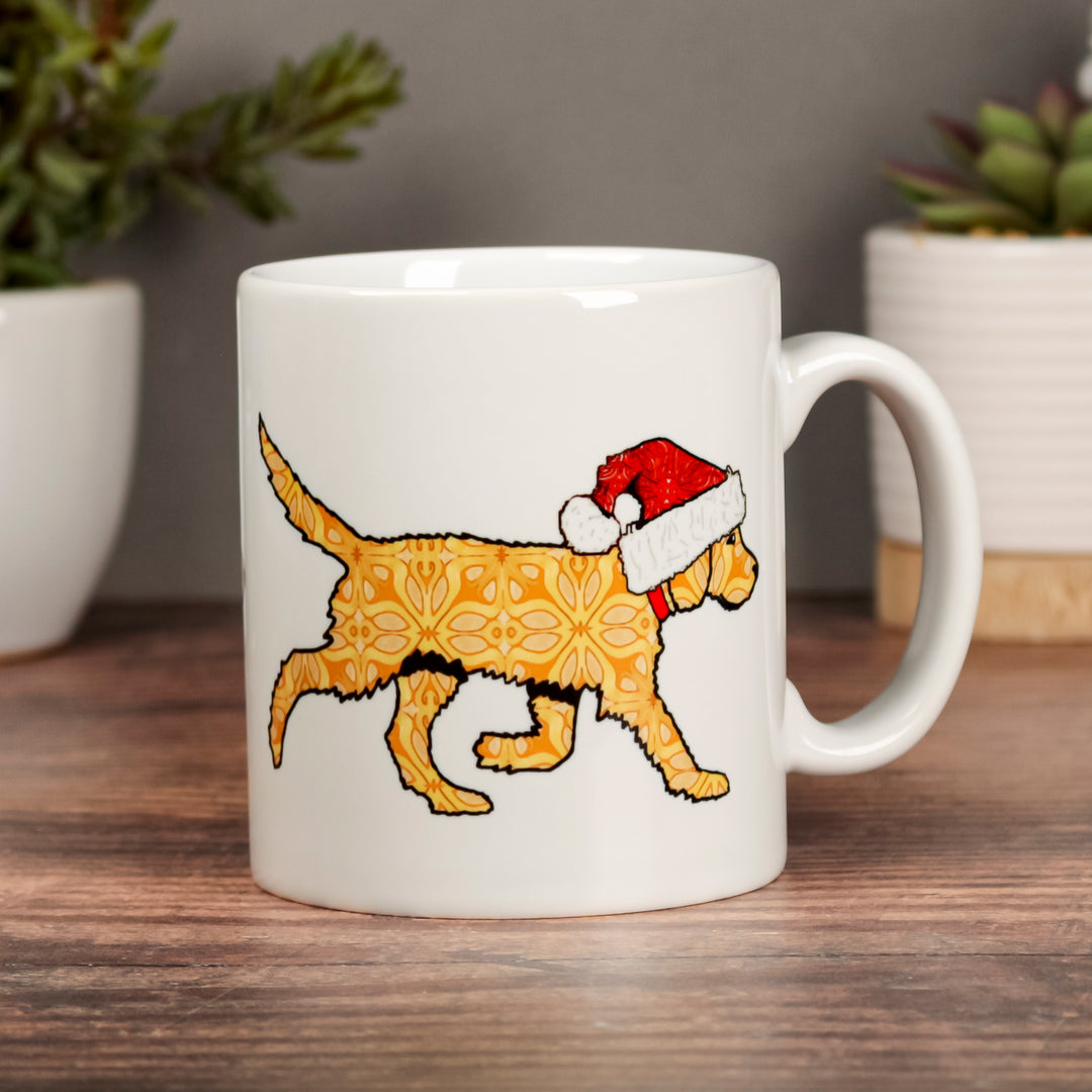 Christmas Labradoodle Mug - Gold/ Cream