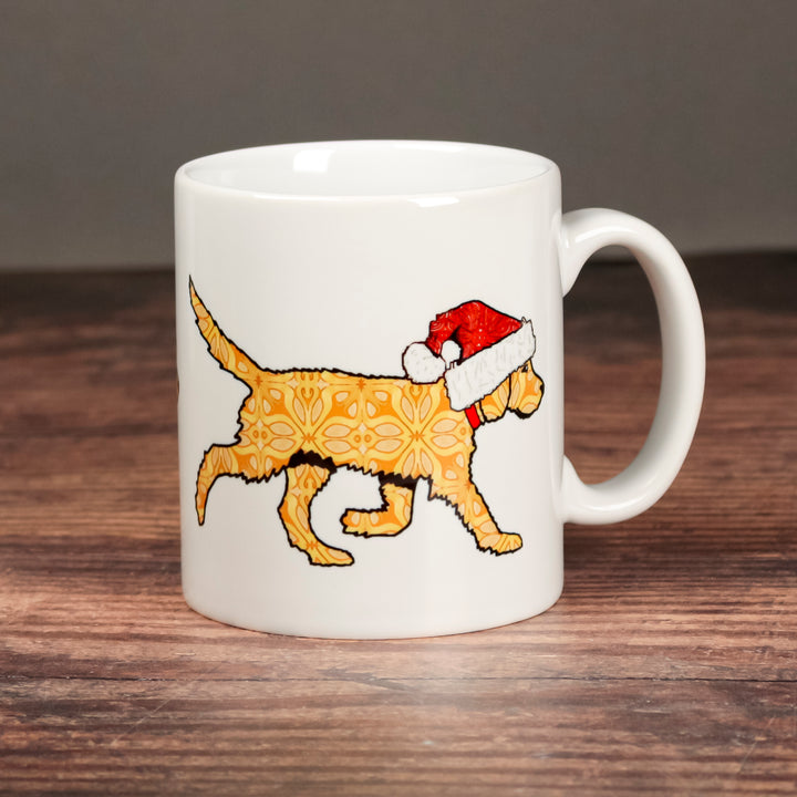 Christmas Labradoodle Mug - Gold/ Cream