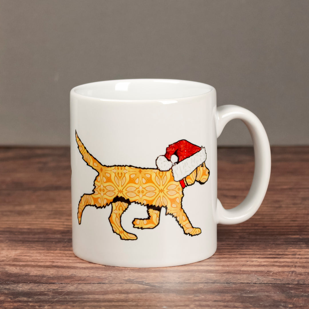 Christmas Labradoodle Mug - Gold/ Cream